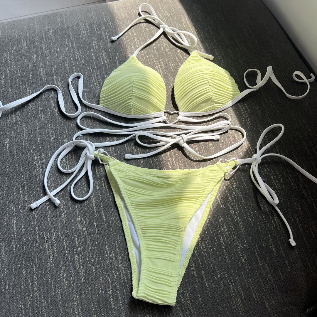 Damen Bikiniset mit gerafftem Design und Herzverschluss R&B