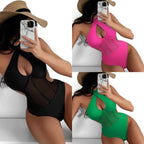 Damen Badeanzug mit transparenten Einsätzen R&B