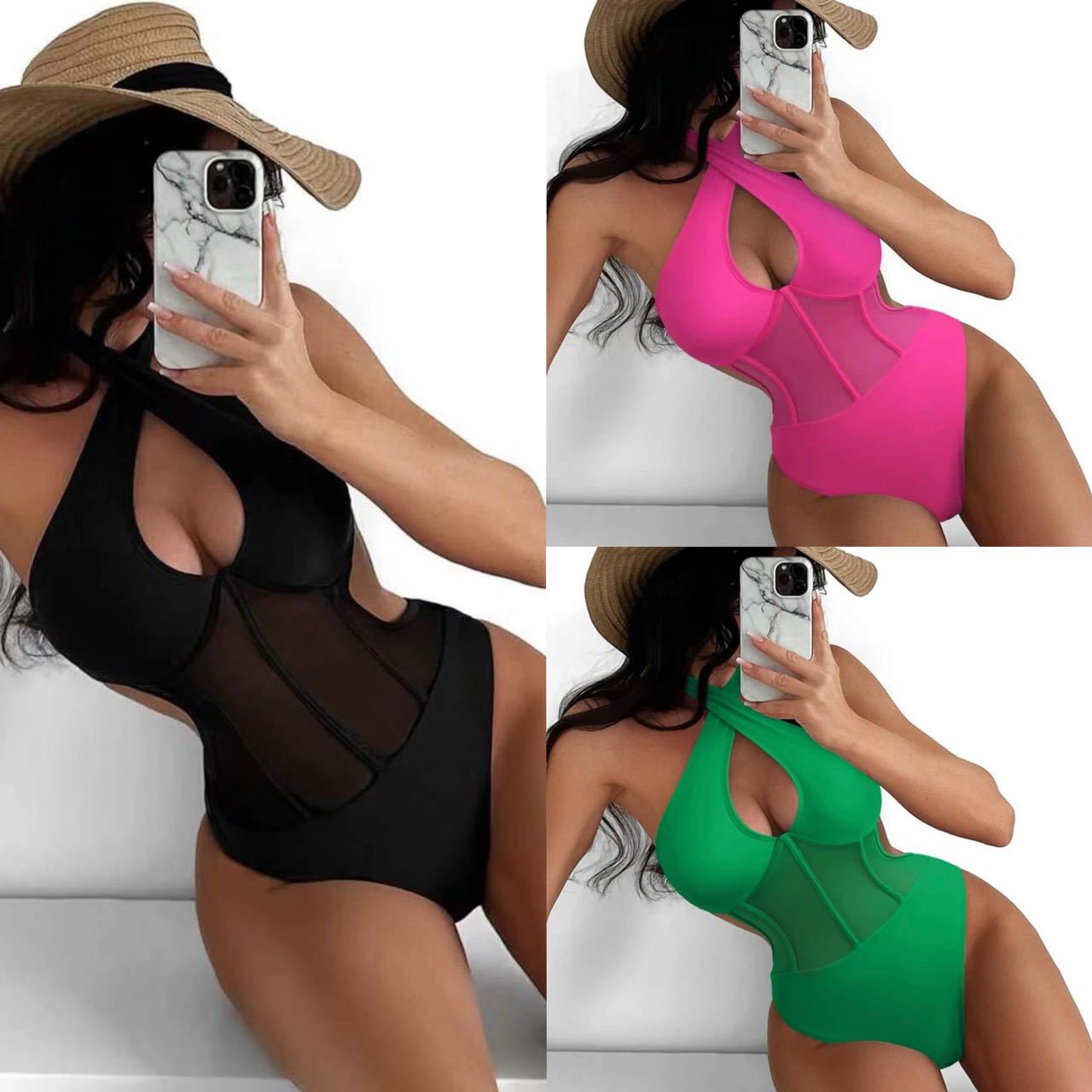 Damen Badeanzug mit transparenten Einsätzen R&B