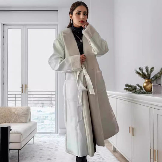 Damen hochwertiger Oversized-Mantel mit weichem Teddyfutter R&B