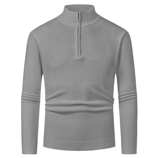 Herren Pullover mit halbem Reißverschluss und modernem Stehkragen R&B