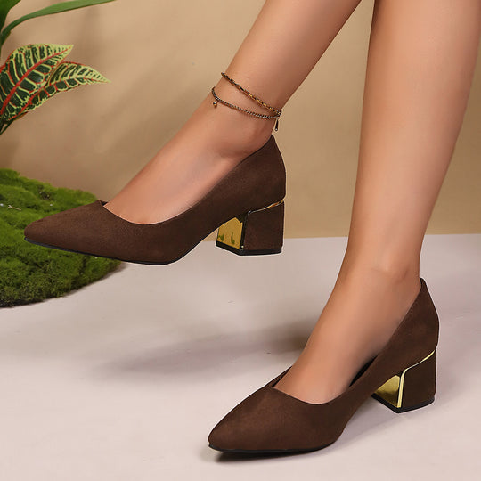 Damen dezente Pumps mit goldenem Akzent R&B
