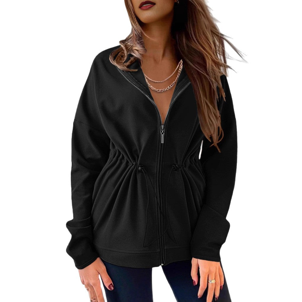 Damen lässige Kapuzenjacke mit regulierbarem Bund R&B