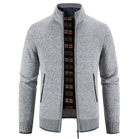Herren Strickjacke mit hohem Kragen und praktischen Reißverschlusstaschen R&B