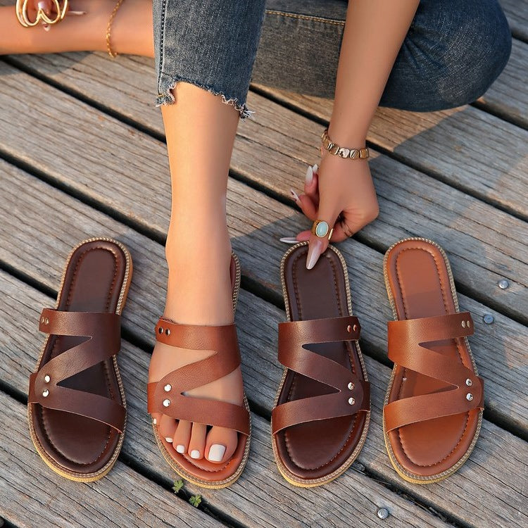 Damen komfortable Cross-Sandalen mit modischer Riemchenstruktur R&B