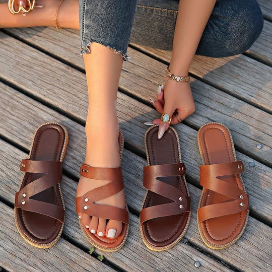 Damen komfortable Cross-Sandalen mit modischer Riemchenstruktur R&B