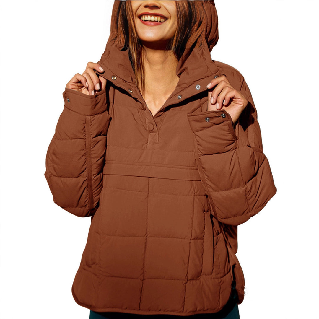 Damen lässige Steppjacke mit Kapuze und Eingrifftaschen R&B