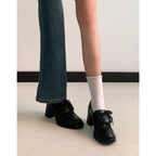 Damen elegante Schnürpumps mit hochwertiger Lederoberfläche und trendigem Blockabsatz R&B