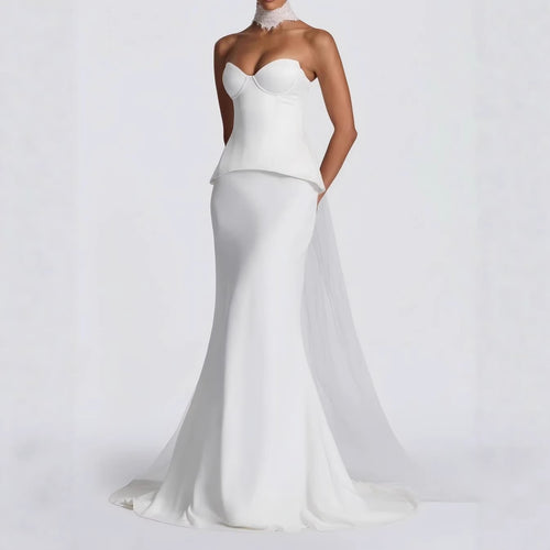 Damen Figurbetontes Brautkleid mit Peplum-Silhouette R&B