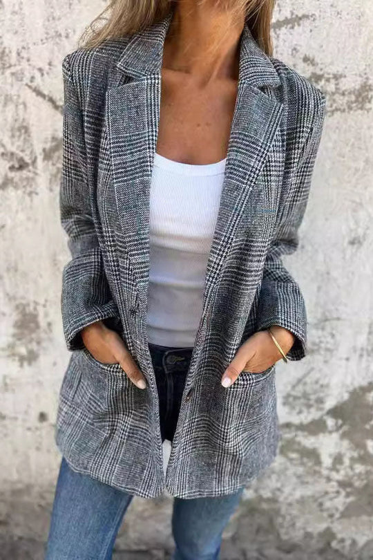 R&B | Lange Hahnentritt Wollanzugjacke