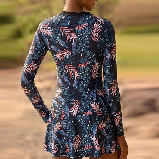 Damen Sportlicher Schwimmanzug mit modischem Blumenmuster R&B