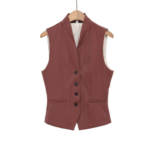 Damen ärmellose Blazerjacke mit eleganter Silhouette und feinen Details R&B