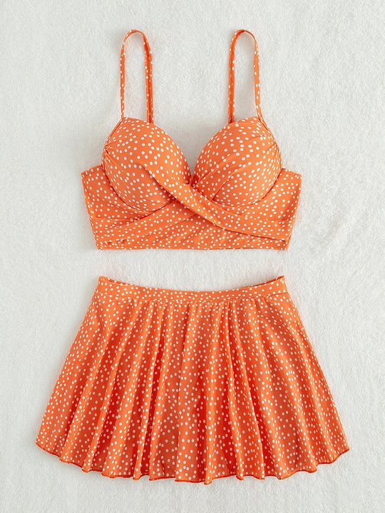 Damen Tankini-Set mit verspieltem Rock und gepolstertem Oberteil R&B