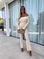 Damen elegantes Jumpsuit mit off-shoulder Design und langem Bein R&B