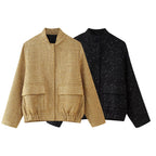 Damen lässige Steppjacke mit strukturiertem Stoff und praktischen Taschen R&B