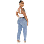 Damen Ripped Boyfriend Jeans mit hohem Bund und lässigem Schnitt R&B