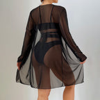 Damen Einteiler Badeanzug mit transparentem Cover-Up und modernem Schnitt R&B