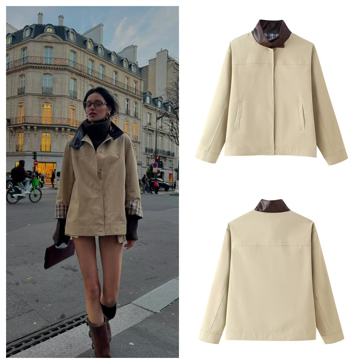 Damen modische Übergangsjacke mit hochschließendem Kragen R&B