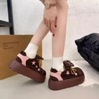 Damen Plateau-Sneaker mit verspielten Sternen- und Schleifendetails