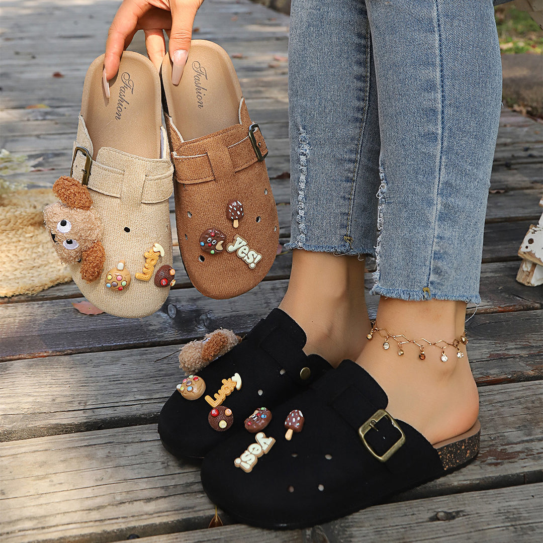 Damen Bequeme Clogs mit süßem Dekor und verstellbarem Riemen R&B