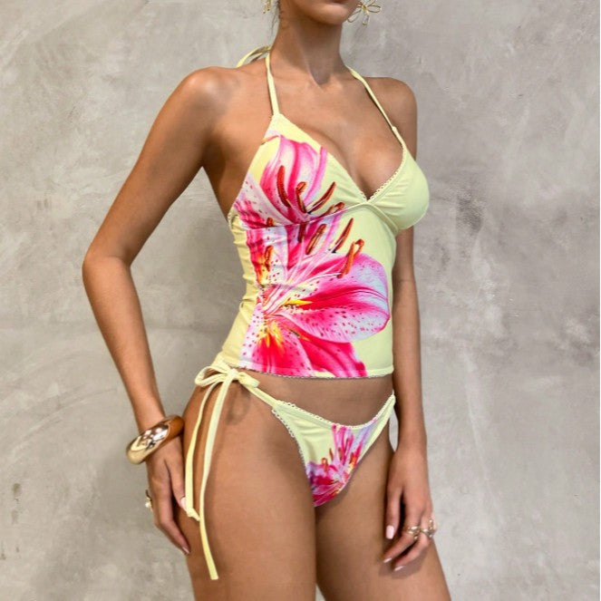 Damen Hochgeschnittener Tankini mit floralen Akzenten R&B