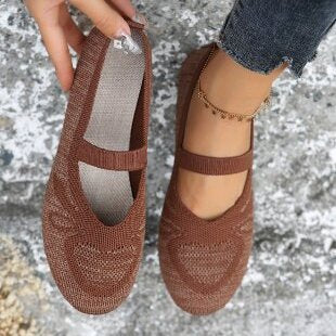 Damen elastische Ballerinas mit verstellbarem Riemen und atmungsaktivem Obermaterial R&B