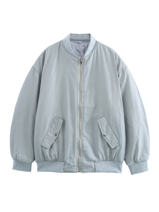 Damen modische Bomberjacke mit praktischen Taschen und hochgeschlossenem Kragen R&B