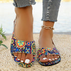 Damen Komfortable Zehentrenner-Sandalen mit modischem Muster R&B