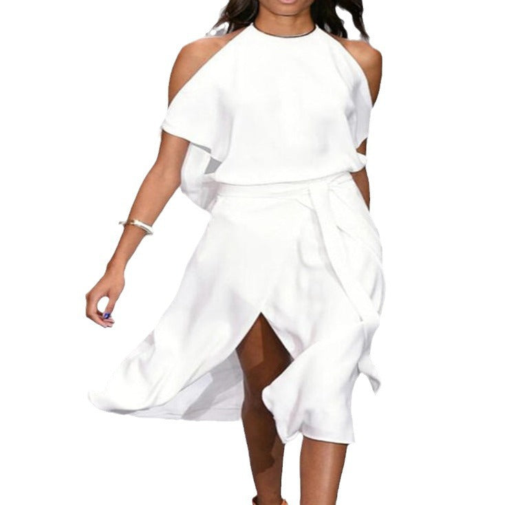 Damen Elegantes und fließendes Maxikleid mit tiefem Ausschnitt und Taillierung