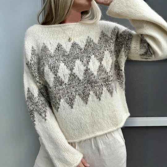 Damen Strickpullover mit modernem Wellenmuster und angenehmer Passform R&B