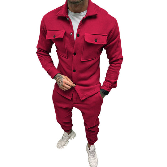 Herren nan utilitaristisches Sweat-Trainingsset mit Overshirt, Brustklappen und konisch geschnittener Joggerhose R&B