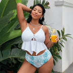 Damen Badeset mit fließendem Oberteil und floralem Bottom R&B