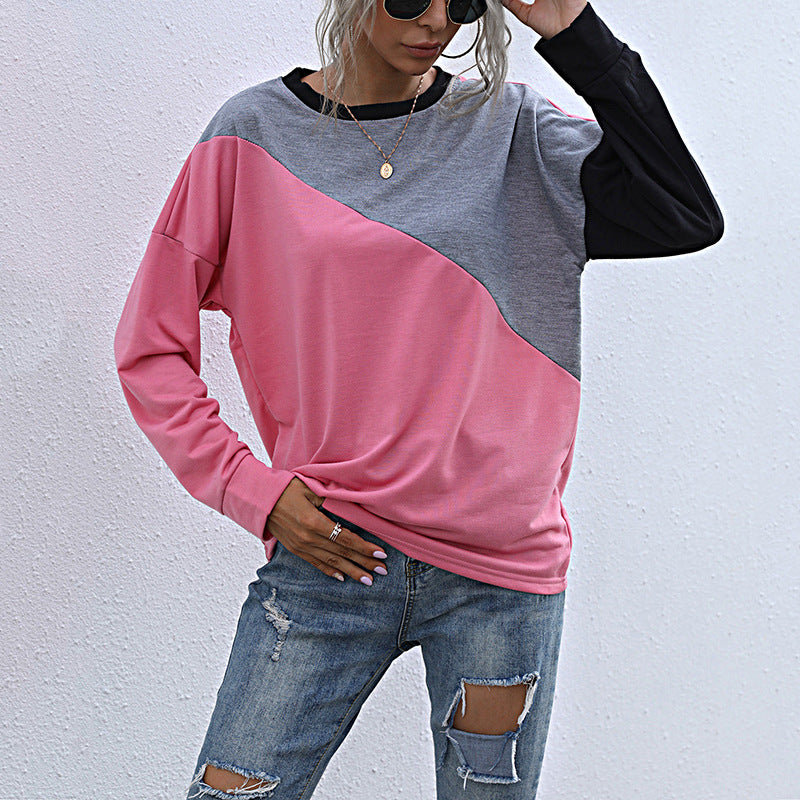 Damen Sportliches Sweatshirt mit modischem Farbblockdesign R&B