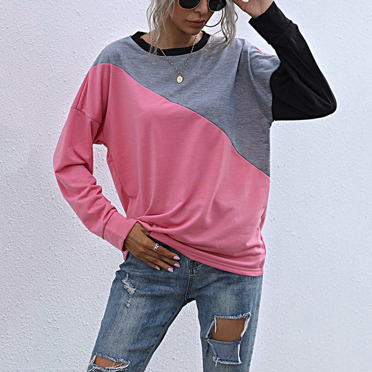 Damen Sportliches Sweatshirt mit modischem Farbblockdesign R&B