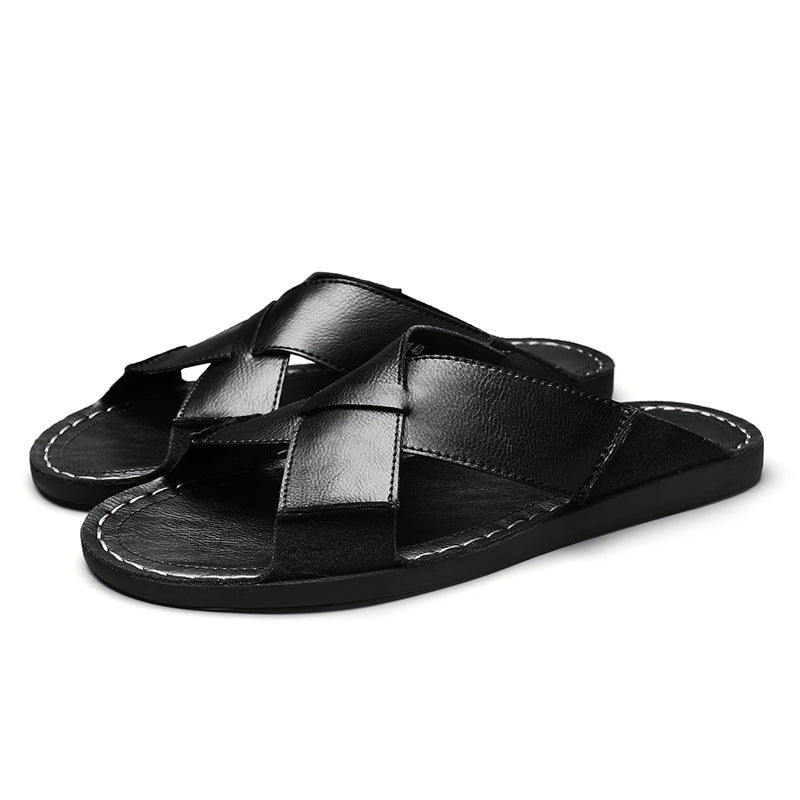Herren Elegante und bequeme Leder-Sandalen mit verstellbarem Riemensystem R&B