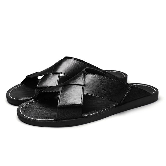 Herren Elegante und bequeme Leder-Sandalen mit verstellbarem Riemensystem R&B