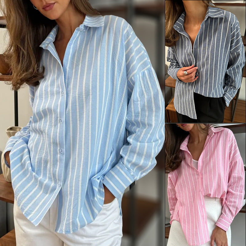 Damen Oversized Hemd mit feinen Streifen R&B