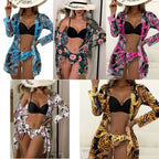 Damen Strandcover-Up mit modischem Blumendruck und langen Ärmeln R&B