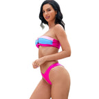 Damen Bandeau-Bikini mit modischem Knoten und hohem Beinausschnitt R&B
