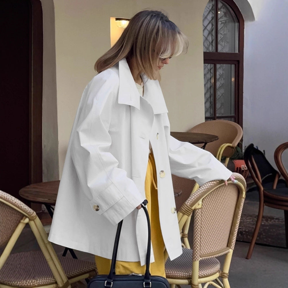 Damen Modischer Oversized-Trenchcoat mit großen Knöpfen R&B
