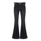Damen Flared Jeans mit modischen Steppnähten und anpassbarem Bund R&B