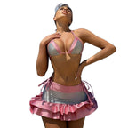Damen Träger-Bikini mit voluminösem Rüschensrock R&B