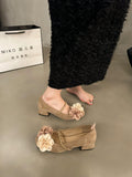 Damen Ballerinas mit floralen Applikationen und komfortablem Blockabsatz R&B