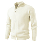 Herren Strickjacke mit hohem Kragen und durchgehender Reißverschluss