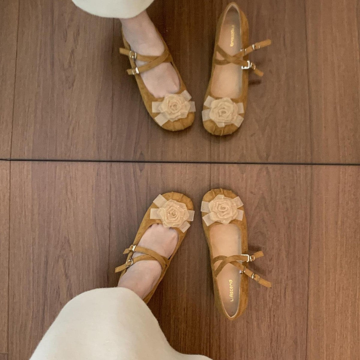 Damen Ballerinas mit Blumenapplikation