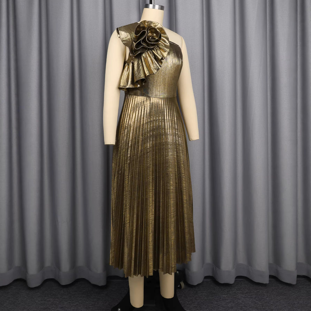Damen glamouröses Abendkleid mit asymmetrischem Design und dekorativem Rüschendetail R&B
