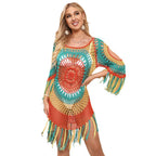 Damen Häkel-Strandkleid mit auffälligem Fransen-Design R&B