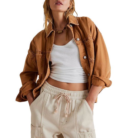 Damen lässige Jeansjacke im Oversized-Stil mit dekorativen Fransen R&B