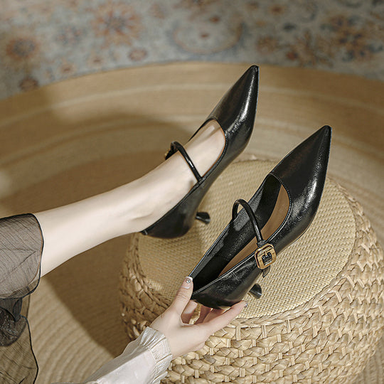 Damen elegante Riemchen-Pumps mit moderner Schnalle R&B