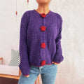 Damen Strickjacke mit floralen Knopfdetails und lässigem Schnitt R&B